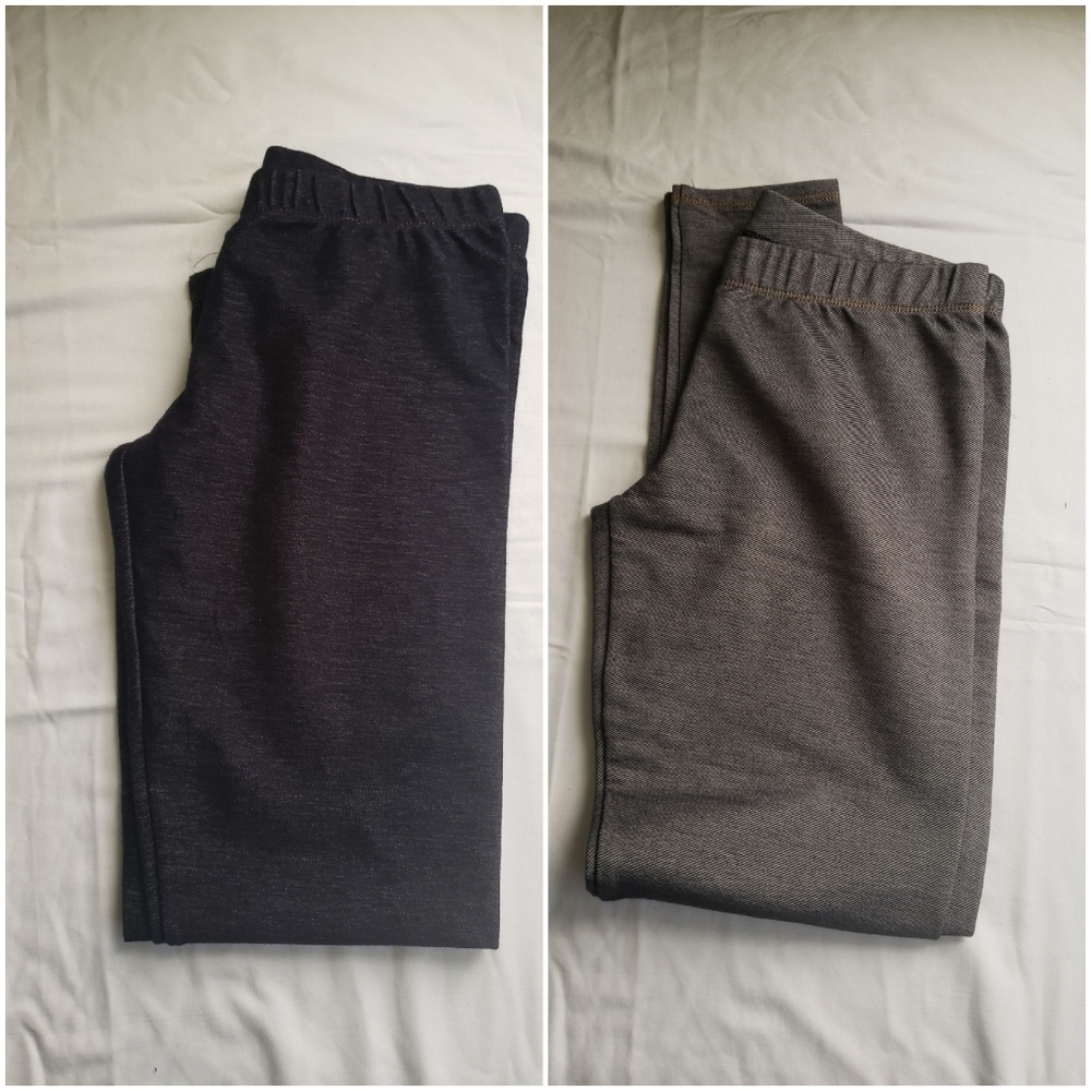 No Boundaries Juniors S 3-5 Denim Look Ankle Leggings 2 Pair Bundle